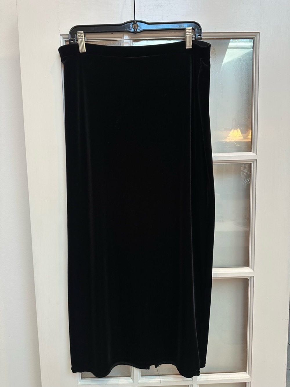 Vintage Kathie Lee Collection Y2K 90’s Goth Black Velvet Midi Skirt Size Large L